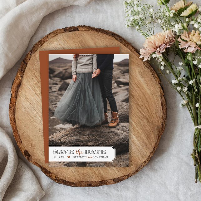 Reserve A Data Moldura Elegante com Foto Sobreposta Salve o Dia (Criador carregado)