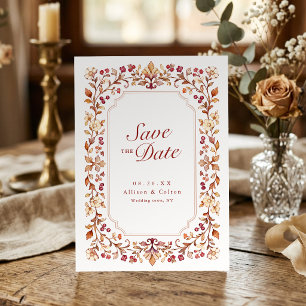 Reserve A Data Moldura Floral Botânica Vintage de Outono Casament