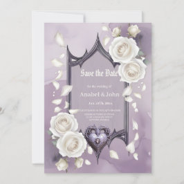 Reserve A Data Moldura floral com um coração e rosas brancas