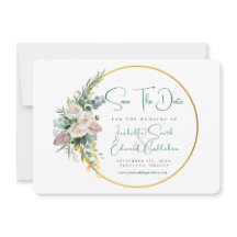Moldura Floral e Dourada em Aquarela Verde Esmeral