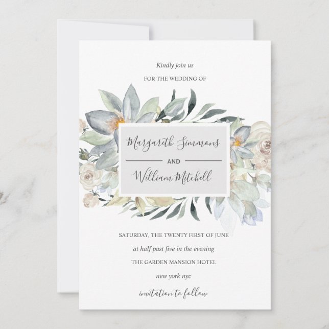 Reserve A Data Moldura floral espinhal de prado ar Aquarela (Frente)