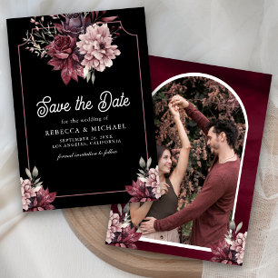 Reserve A Data Moldura Floral Sombria e Temperamental Foto Preto