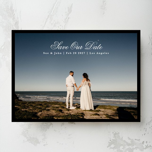 Reserve A Data Moldura Preta de Fotografia Caligrafia Clássica Tr (Criador carregado)