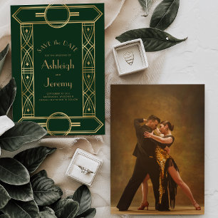Reserve A Data Moldura Vintage Deco Dourada Fotografia Casamento