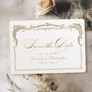 Reserve A Data Moldura Vintage Dourada Casamento Roteiro Clássico