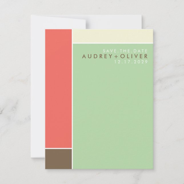 Reserve A Data Mondrian Retro Mod Art Colorida Salvar Data (Frente)