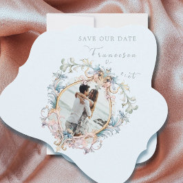 Reserve A Data Monograma Azul Da Era Da Regência De Casamento