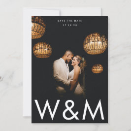 Reserve A Data Monograma branco preto ultra moderno Código QR