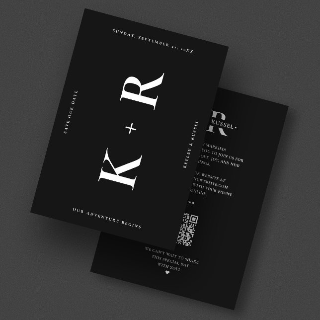 Reserve A Data Monograma Casamento Moderno Simples Preto (Minimalist Monogram Wedding Modern Simple Black Save The Date
)