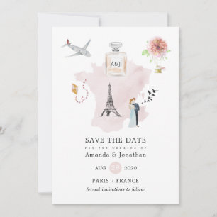 Reserve A Data Monograma de casamento temático Paris aquarela