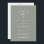 Reserve A Data Monograma de Casamento Verde Sage Moderno Minimali<br><div class="desc">Moderno Minimalista Sage Green Wedding Monograma Código QR Salvar a Data - Um adorável, simples e moderno Salvar a Data com o monograma do Código Noiva, Horário e QR. Nosso modelo torna tão fácil para você personalizar sua data de salvamento. O fundo verde Sage pode ser facilmente alterado para coordenar...</div>