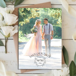 Reserve A Data Monograma de Foto Elegante Crest