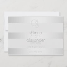 Reserve a Data | Monograma de tiras prateadas de a