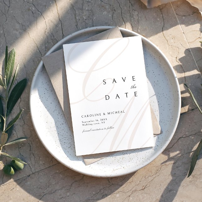 Reserve A Data Monograma do Script Elegance Clássico Salvar a Dat (Classic Elegance Script Monogram Save The Date)