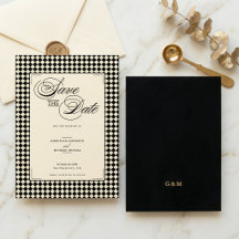 Monograma Elegante Xadrez Preto Creme