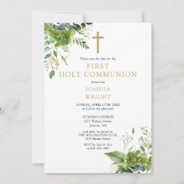 Reserve A Data Monograma Floral de Verdor Primeira Comunhão