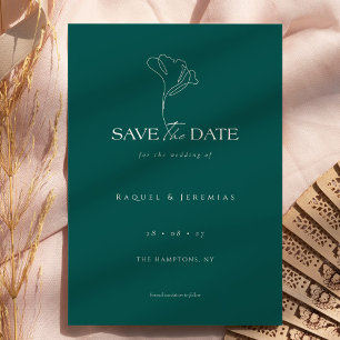 Reserve A Data Monograma Floral Elegante Casamento Esmeralda
