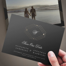 monograma geométrico clássico preto de dintage dec