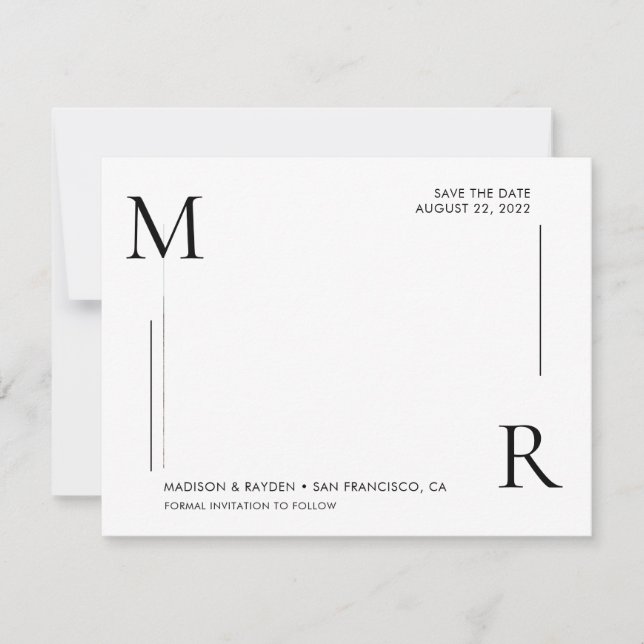 Reserve A Data Monograma inicial moderno simples com foto (Frente)