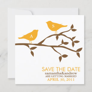 Reserve A Data Monograma Pássaros de Amor Casamento Salvar Data