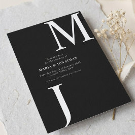 Reserve A Data Monograma Preto Branco Moderno para save the date
