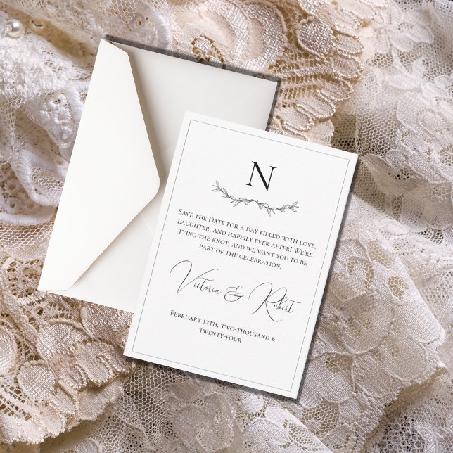 Reserve A Data Monograma preto e branco moderno (Criador carregado)