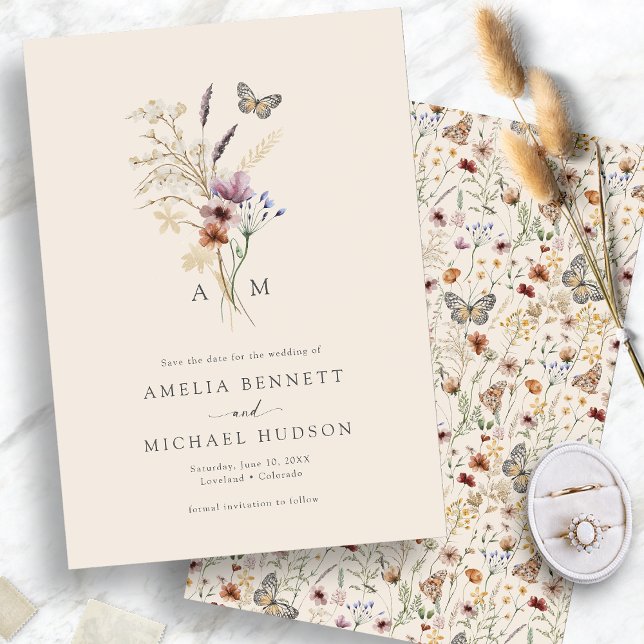 Reserve A Data Monograma Simples (Simple Boho Monogrammed Save The Date
)