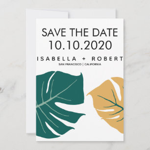 Reserve A Data Monstera Amarelo Casamento Save the Date