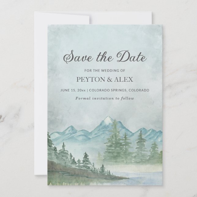Reserve A Data Montanhas com Capas de Neve Salva de Casamento de  (Frente)