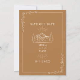 Reserve A Data Montanhas Line Art Casamento Goldenrod