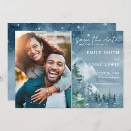 Reserve A Data Montanhas russas Aquarela Escuro Azul Escuro