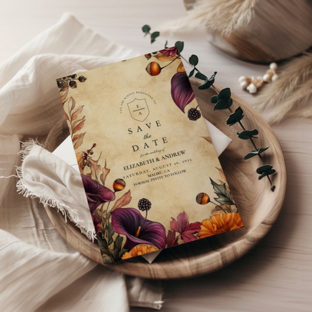 Reserve A Data Moody Autumn Floral Wedding (Criador carregado)