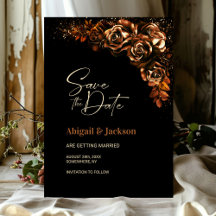 Moody Burnt Orange Floral Casamento Salve a Data