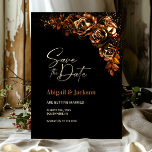 Reserve A Data Moody Burnt Orange Floral Casamento Salve a Data