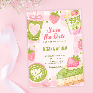 Reserve A Data Morango matcha doce casamento doce e fofo