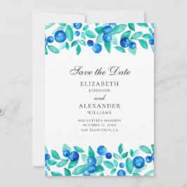 Reserve A Data Morangos em aquarela. Casamento azul e menta
