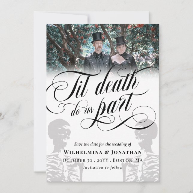 Reserve A Data Morte Branca Nos Foto Salvar Data (Frente)