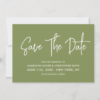 Reserve A Data Moss Green Modern Calliografia Digitalizável Códig