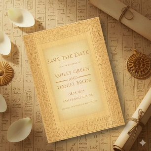 Reserve A Data Motivos Hieroglíficos de Ouro Antigo Casamento Egí
