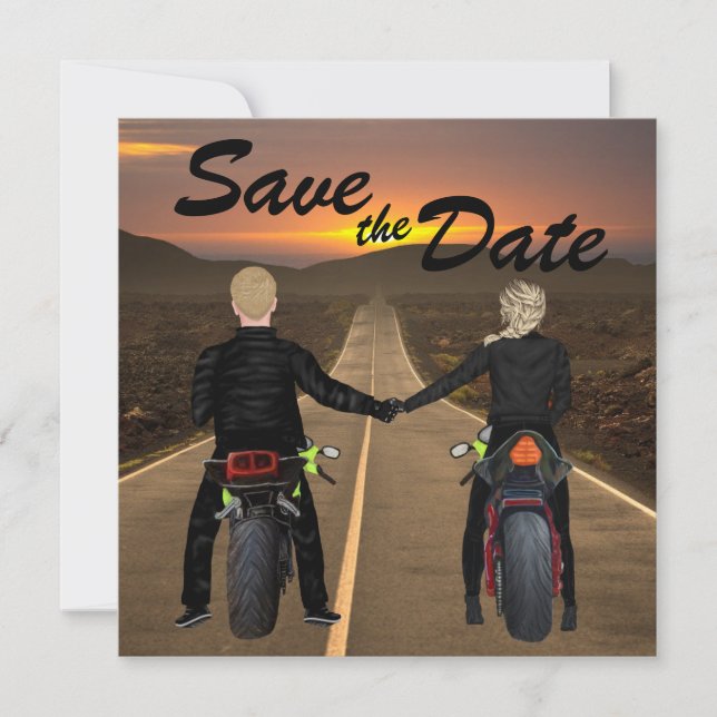 Reserve A Data Motociclos de casal no Sunset Wedding (Frente)