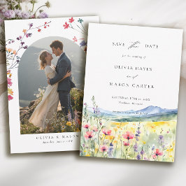 Reserve A Data Mountain Meadow Wildflowers Modern Photo Wedding