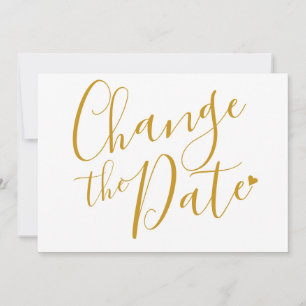 Reserve A Data Mudança de Data de Casamento Chic Gold Script