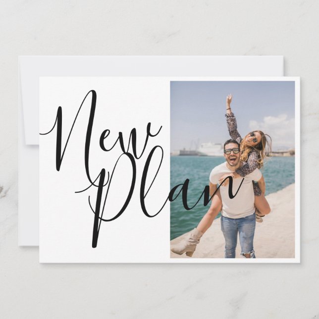 Reserve A Data Mudança de Data de Foto com Letra Elegante (Frente)