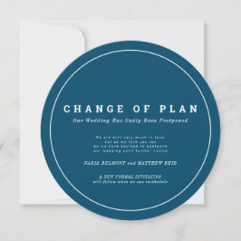 Reserve A Data Mudança de plano de casamento adiada círculo azul-