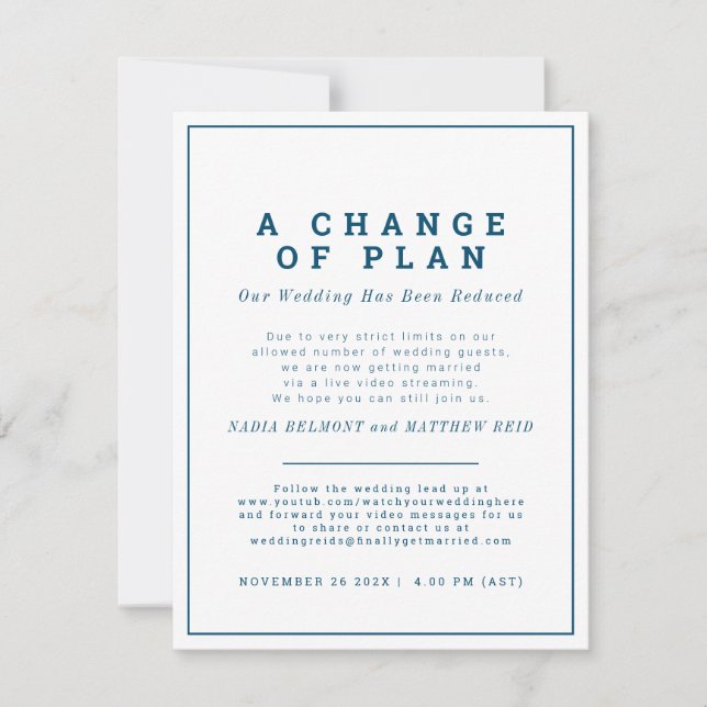 Reserve A Data Mudança de plano de casamento desconvite agora tra (Frente)