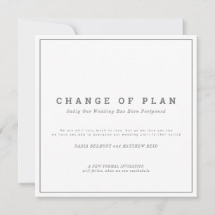 Reserve A Data Mudança de plano de casamento ou evento adiada