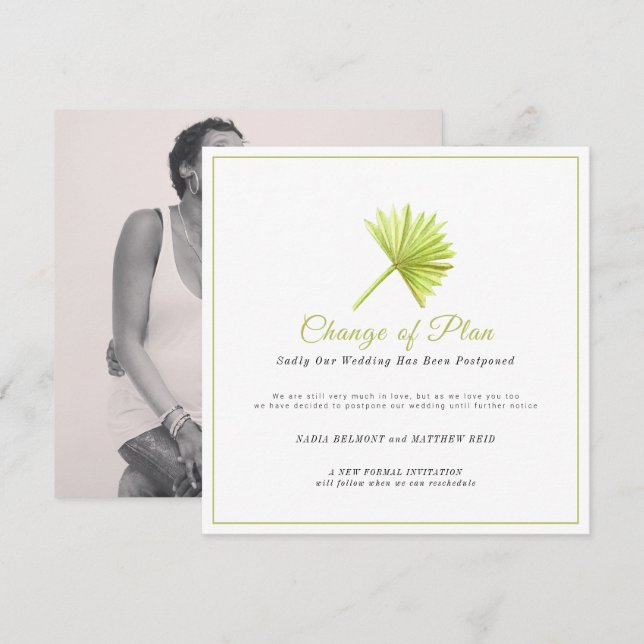 Reserve A Data Mudança de plano de evento de casamento adiada fol (Frente/Verso)