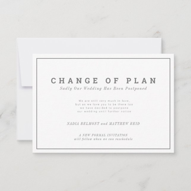 Reserve A Data Mudança de plano de evento de casamento adiado pai (Frente)