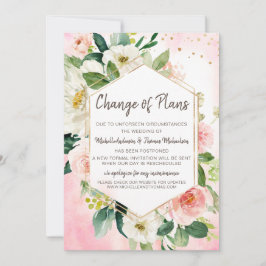 Reserve A Data Mudança de Planos Casamento Aquarela Floral Rosa