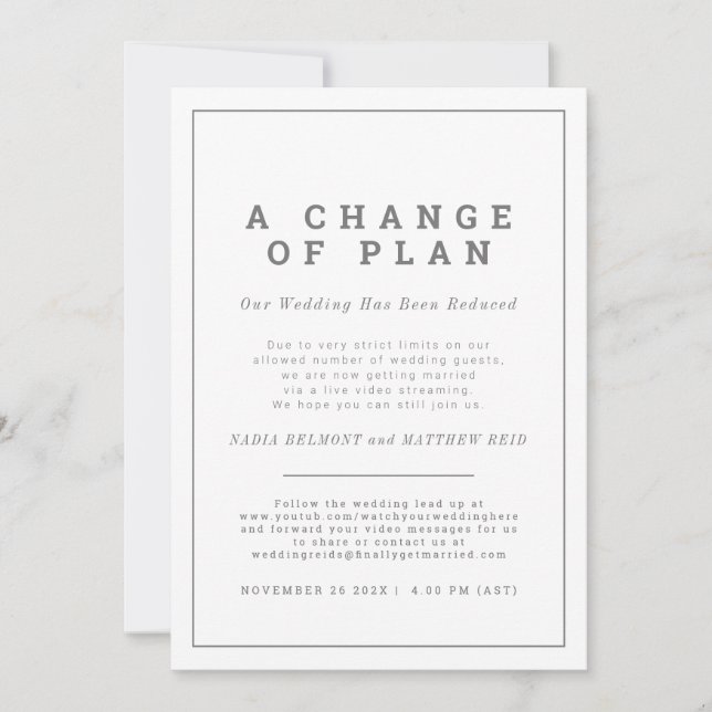 Reserve A Data Mudança de planos de casamento: desconvite agora e (Frente)